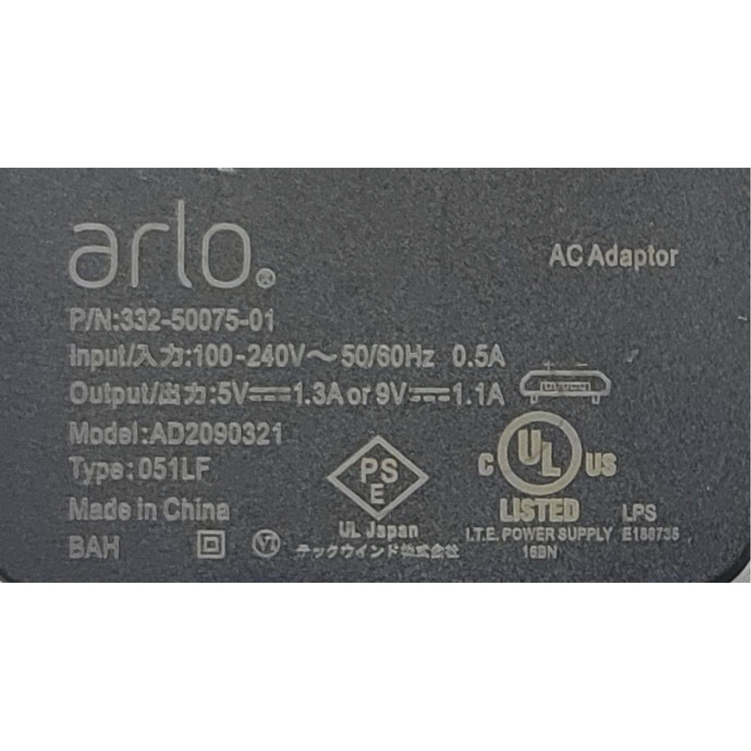 ADAPTADOR AC ARLO AD2090321 / 332-50075-01 / 5V - 1.3A / 9V - 1.1A	 - Imagen 3
